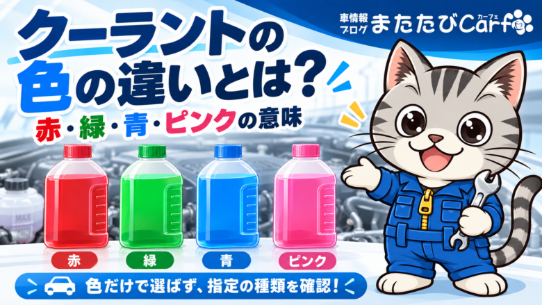 クーラントの色の違いとは？赤・緑・青・ピンクの意味