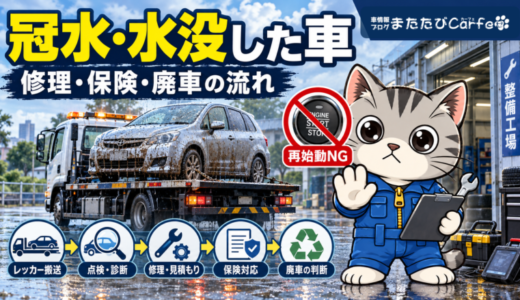 冠水・水没した車はエンジンをかけてはいけない？修理・保険・廃車の流れ