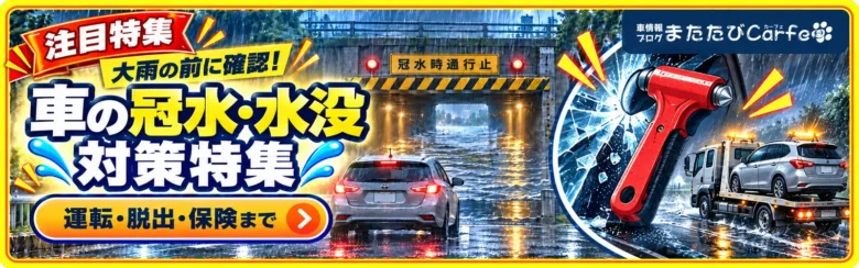 大雨時の運転・脱出・保険を解説する車の冠水・水没対策特集