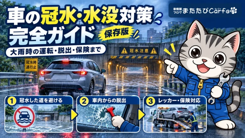 車の冠水・水没対策を運転・車内脱出・保険対応の順に解説する完全ガイド