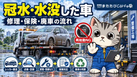 冠水・水没した車はエンジンをかけてはいけない？修理・保険・廃車の流れ